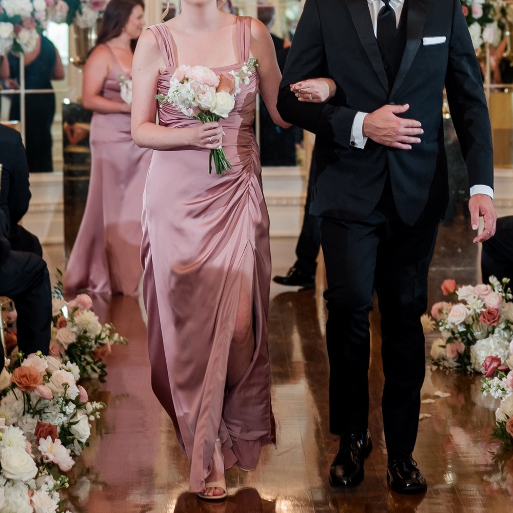 Azazie jesaphine dusty rose size 8 stretch satin formal dress - Picture 7 of 7